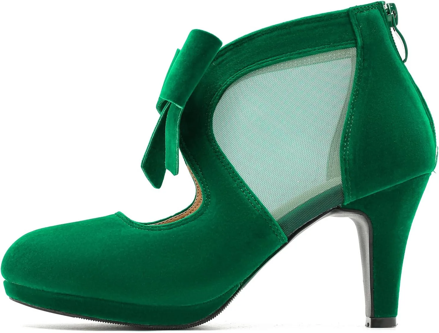 LIURUIJIA Women's Platform High Heels Bow Pumps Cutout Mesh Panel Wedding Work Party Dress Shoes