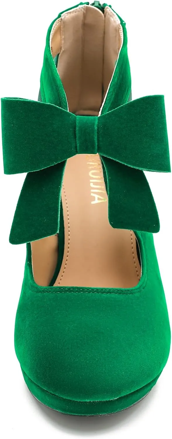 LIURUIJIA Women's Platform High Heels Bow Pumps Cutout Mesh Panel Wedding Work Party Dress Shoes