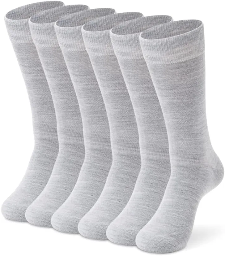 LIXIA Men's Thin Merino Wool Socks, Cozy Casual Winter Warm Breathable Mid-calf Dress Socks 3/6 Pairs Pack