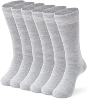 LIXIA Men's Thin Merino Wool Socks, Cozy Casual Winter Warm Breathable Mid-calf Dress Socks 3/6 Pairs Pack