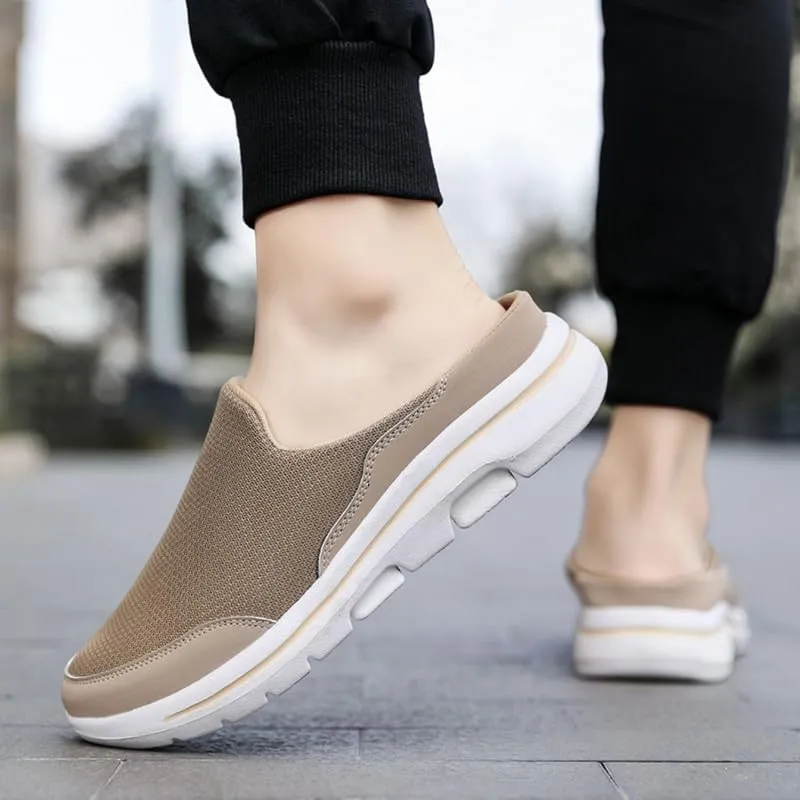 LLTMALL Men's Backless Mesh Walking Mules Shoes Comfort Slip on Garden Clog Slippers