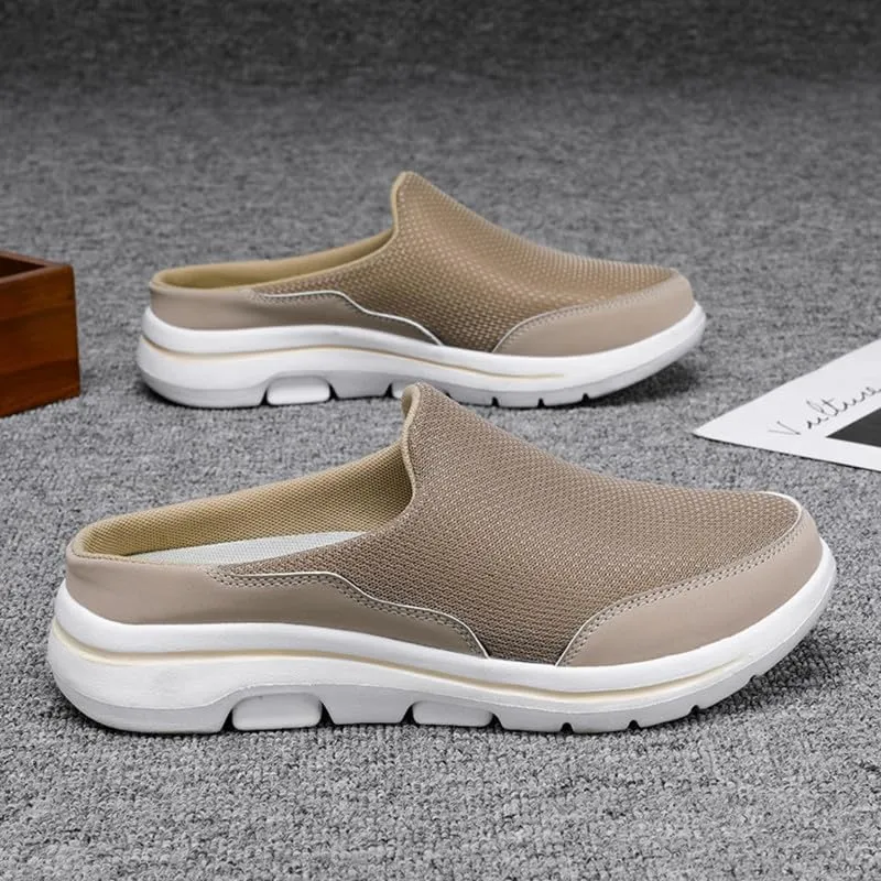 LLTMALL Men's Backless Mesh Walking Mules Shoes Comfort Slip on Garden Clog Slippers