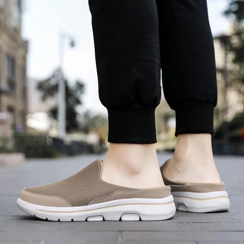 LLTMALL Men's Backless Mesh Walking Mules Shoes Comfort Slip on Garden Clog Slippers