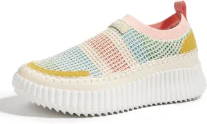 LUCKY STEP Platform Sneakers for Women Slip on Knit Chunky Fashion Casual Retro Braided Tennis Lightweight Walking Shoes