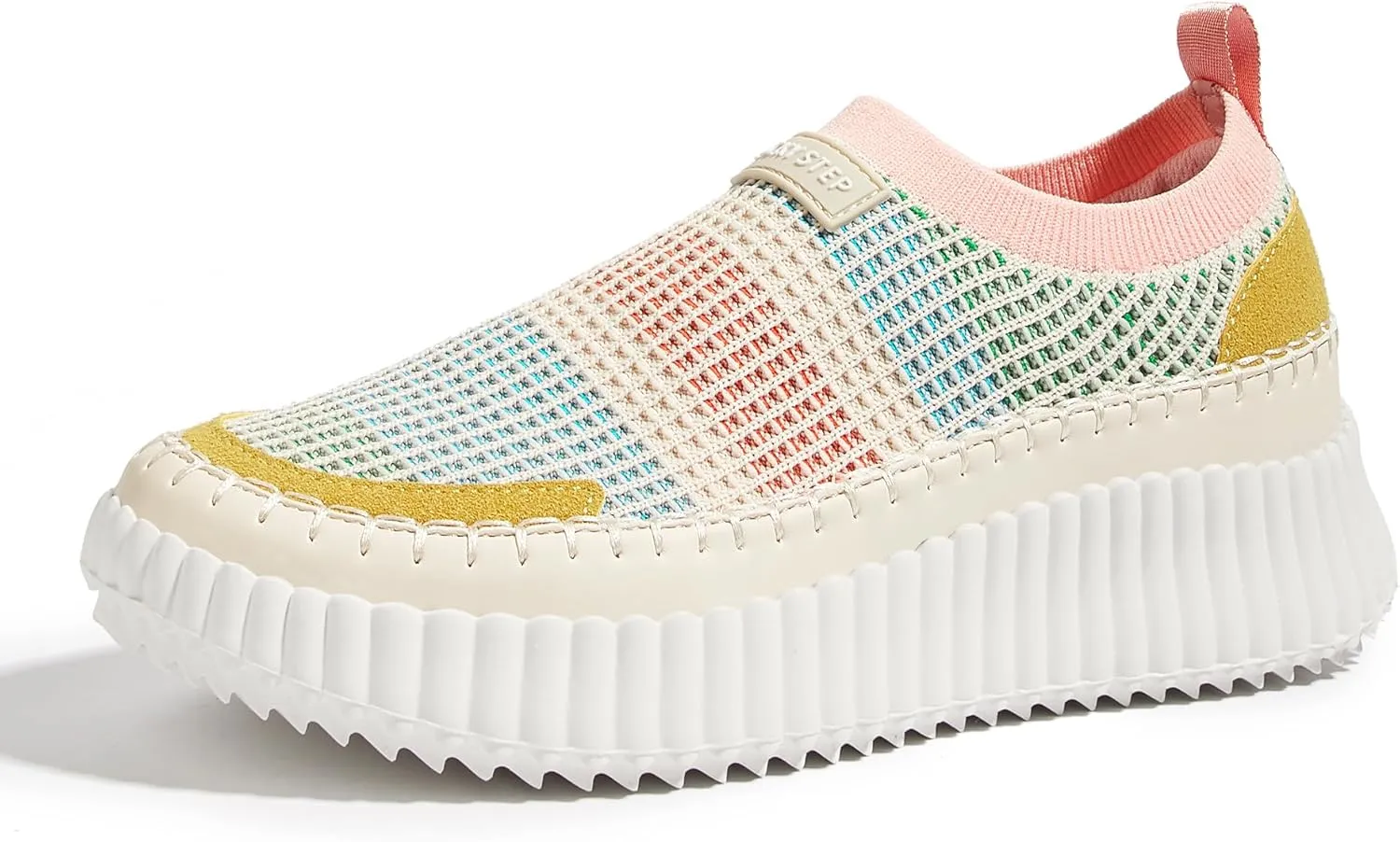 LUCKY STEP Platform Sneakers for Women Slip on Knit Chunky Fashion Casual Retro Braided Tennis Lightweight Walking Shoes