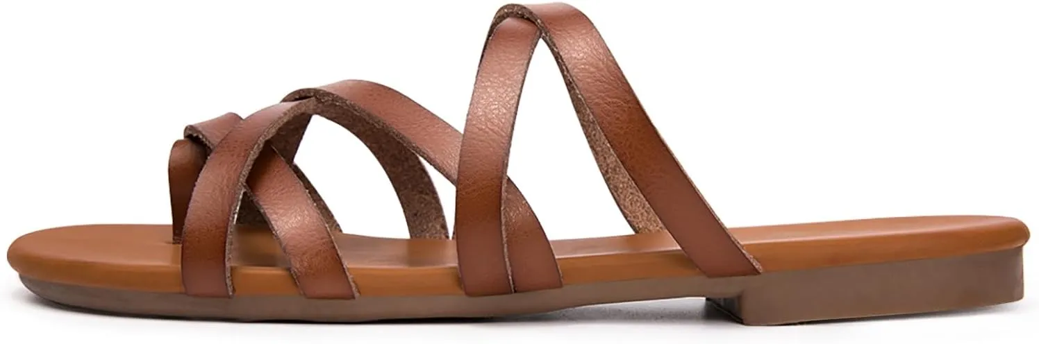Luffymomo Women's Elastic Strap Flat Sandals Casual Summer Open Toe Sandal