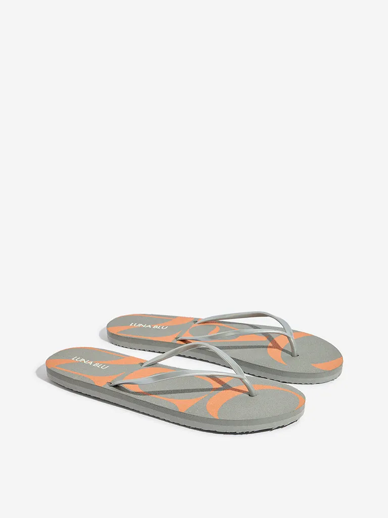 LUNA BLU Grey Abstract Design Flip-Flop
