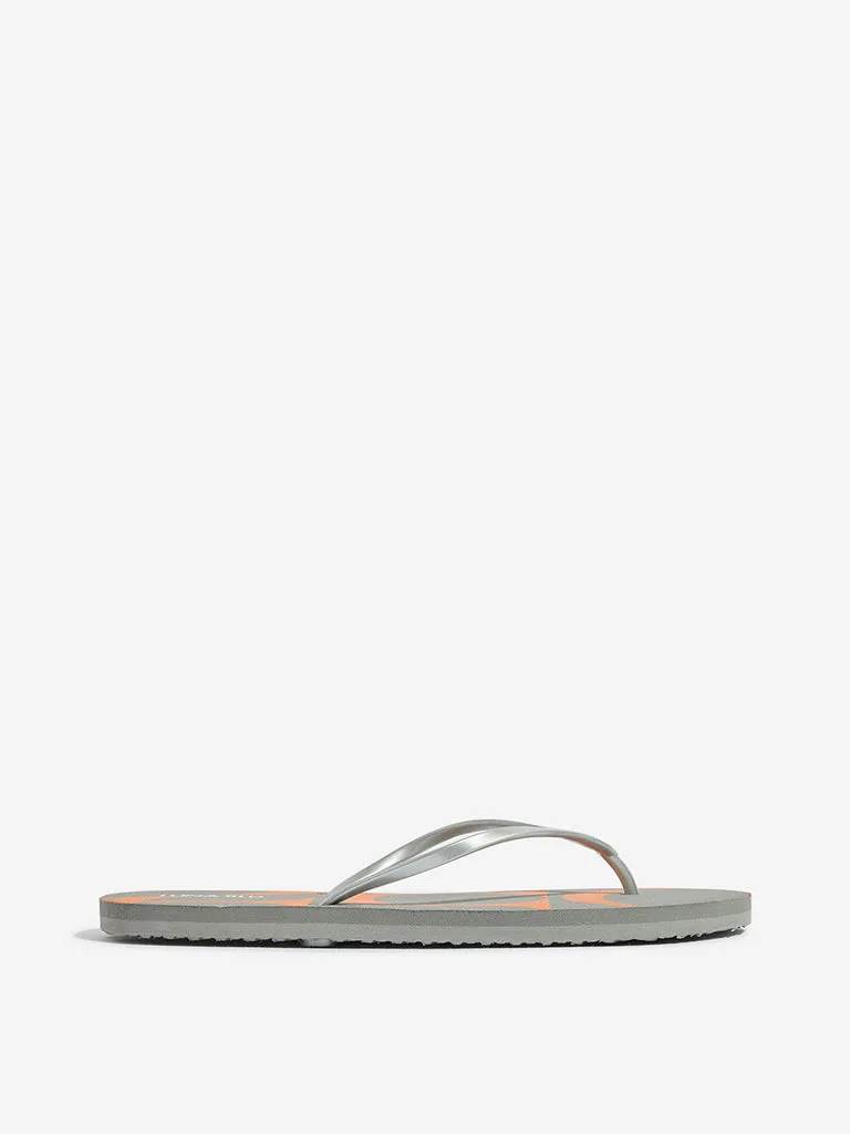 LUNA BLU Grey Abstract Design Flip-Flop
