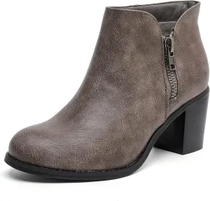 Luoika Women's Wide Width Ankle Boots, Chunky Heel Side Zipper Extra Wide Short Booties.