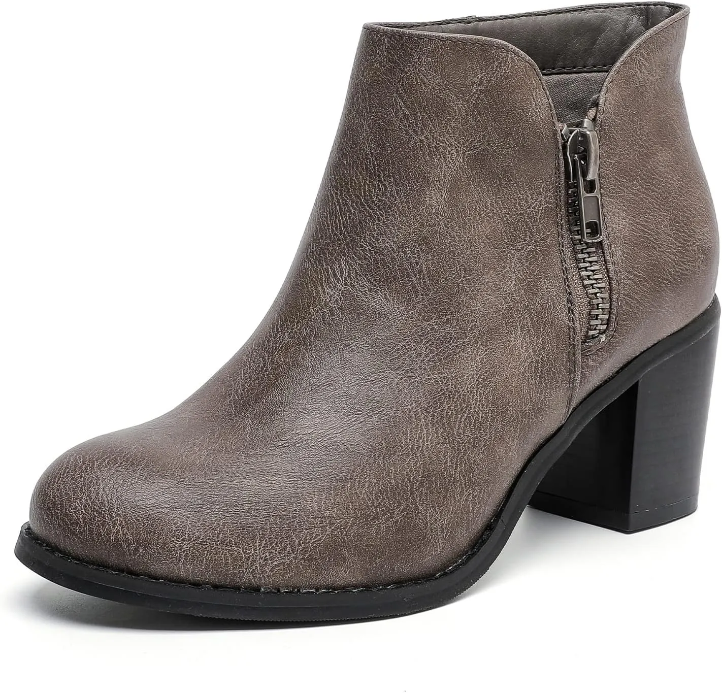 Luoika Women's Wide Width Ankle Boots, Chunky Heel Side Zipper Extra Wide Short Booties.