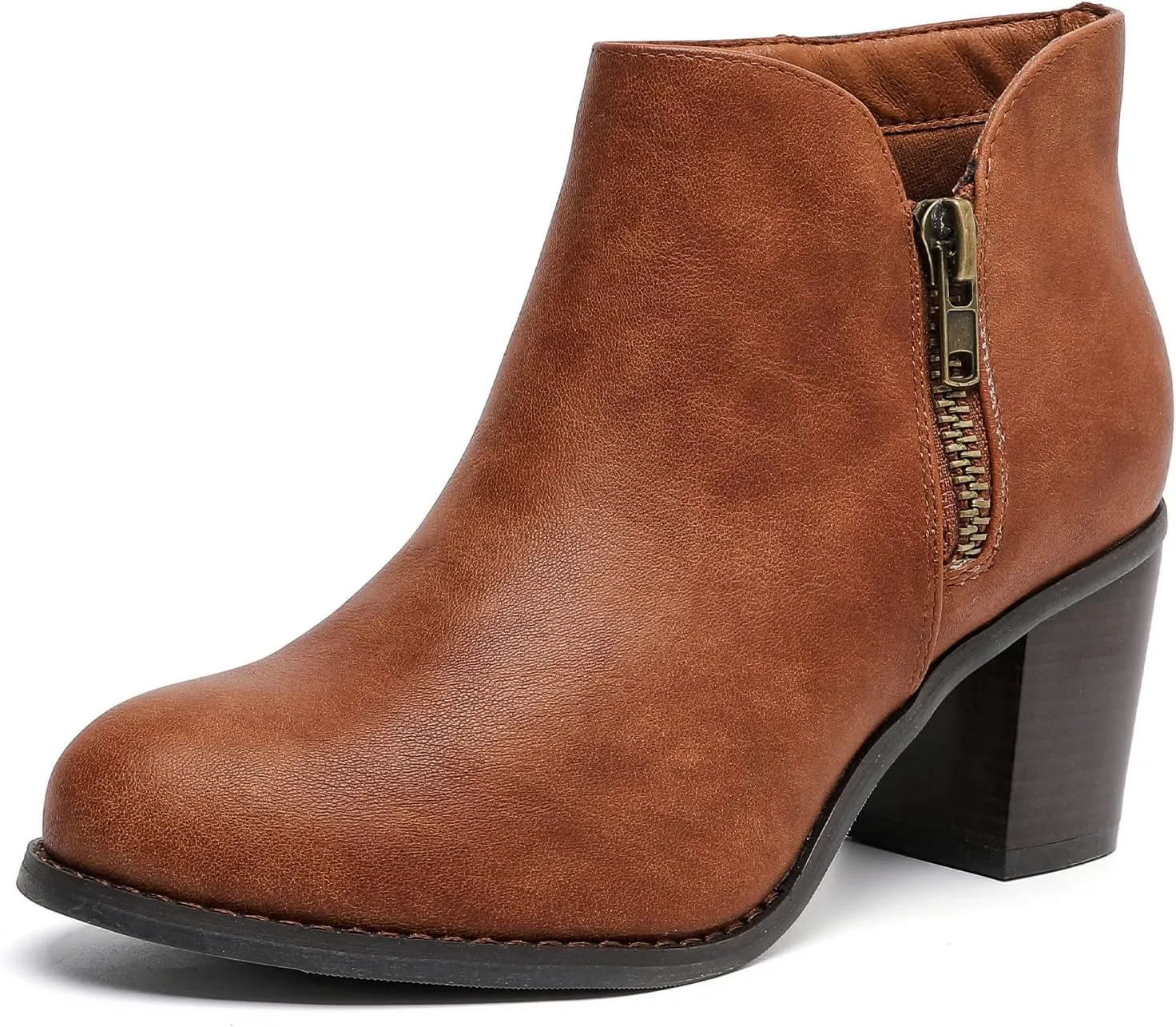 Luoika Women's Wide Width Ankle Boots, Chunky Heel Side Zipper Extra Wide Short Booties.