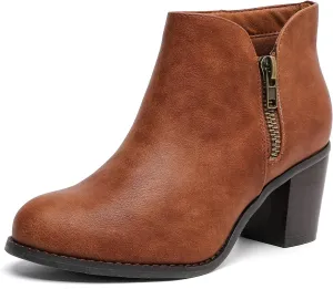Luoika Women's Wide Width Ankle Boots, Chunky Heel Side Zipper Extra Wide Short Booties.