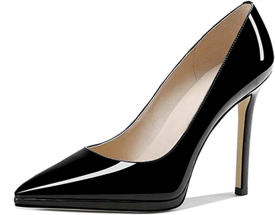 Lutalica W Women's Patent Leather Pointed Toe Sexy Platform High Heel Stiletto Dress Pumps for Party Nightclub Wedding