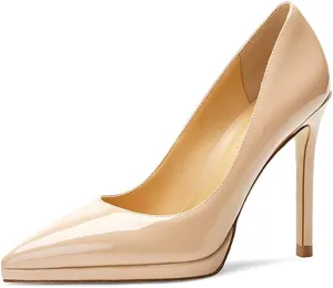 Lutalica W Women's Patent Leather Pointed Toe Sexy Platform High Heel Stiletto Dress Pumps for Party Nightclub Wedding