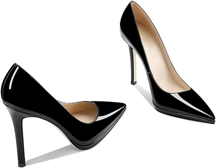 Lutalica W Women's Patent Leather Pointed Toe Sexy Platform High Heel Stiletto Dress Pumps for Party Nightclub Wedding
