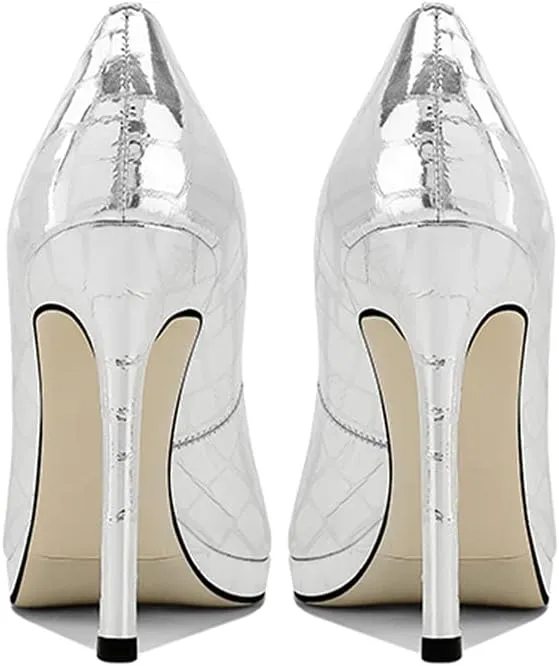 Lutalica W Women's Patent Leather Pointed Toe Sexy Platform High Heel Stiletto Dress Pumps for Party Nightclub Wedding