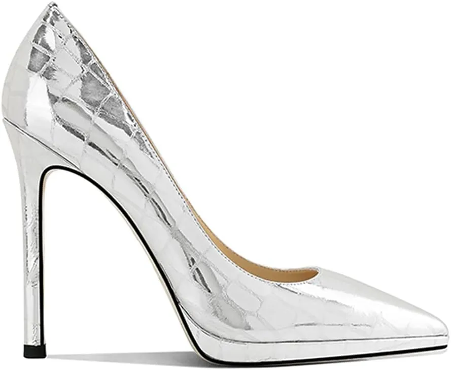 Lutalica W Women's Patent Leather Pointed Toe Sexy Platform High Heel Stiletto Dress Pumps for Party Nightclub Wedding
