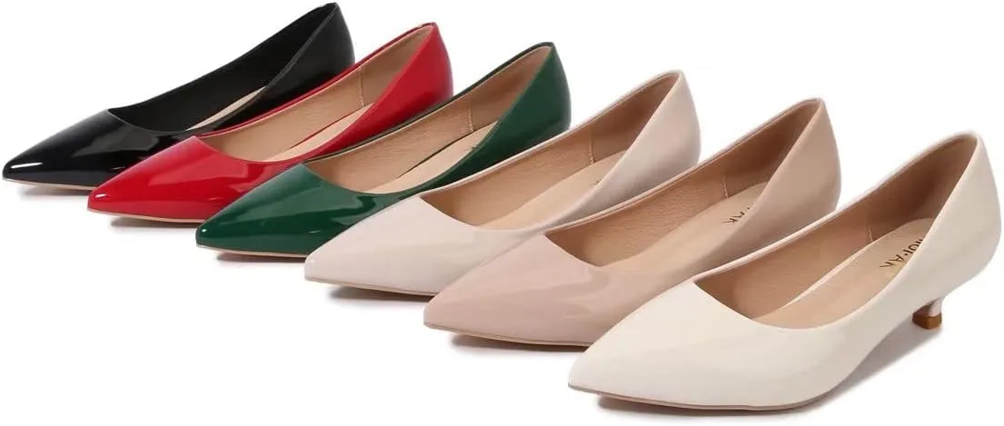 LUXINYU Women's Classic Fashion Pointed Toe Kitten Heel Dress Pumps Shoes Comfort Low Heel Work Shoes