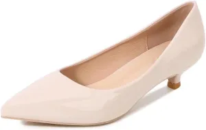 LUXINYU Women's Classic Fashion Pointed Toe Kitten Heel Dress Pumps Shoes Comfort Low Heel Work Shoes