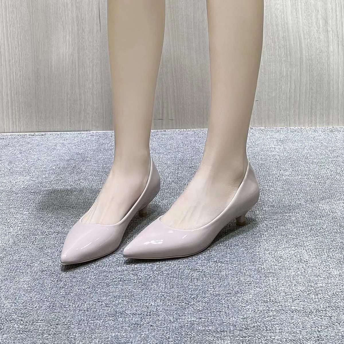 LUXINYU Women's Classic Fashion Pointed Toe Kitten Heel Dress Pumps Shoes Comfort Low Heel Work Shoes