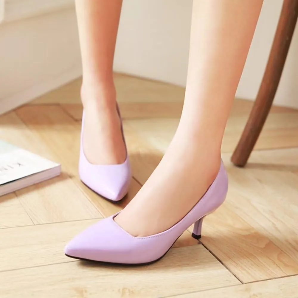 LUXINYU,Women Pointed Toe Heels Classic Solid Elegant Ladies Pumps Heeled Dress Shoes Light Soft Leather Comfort Work Shoes