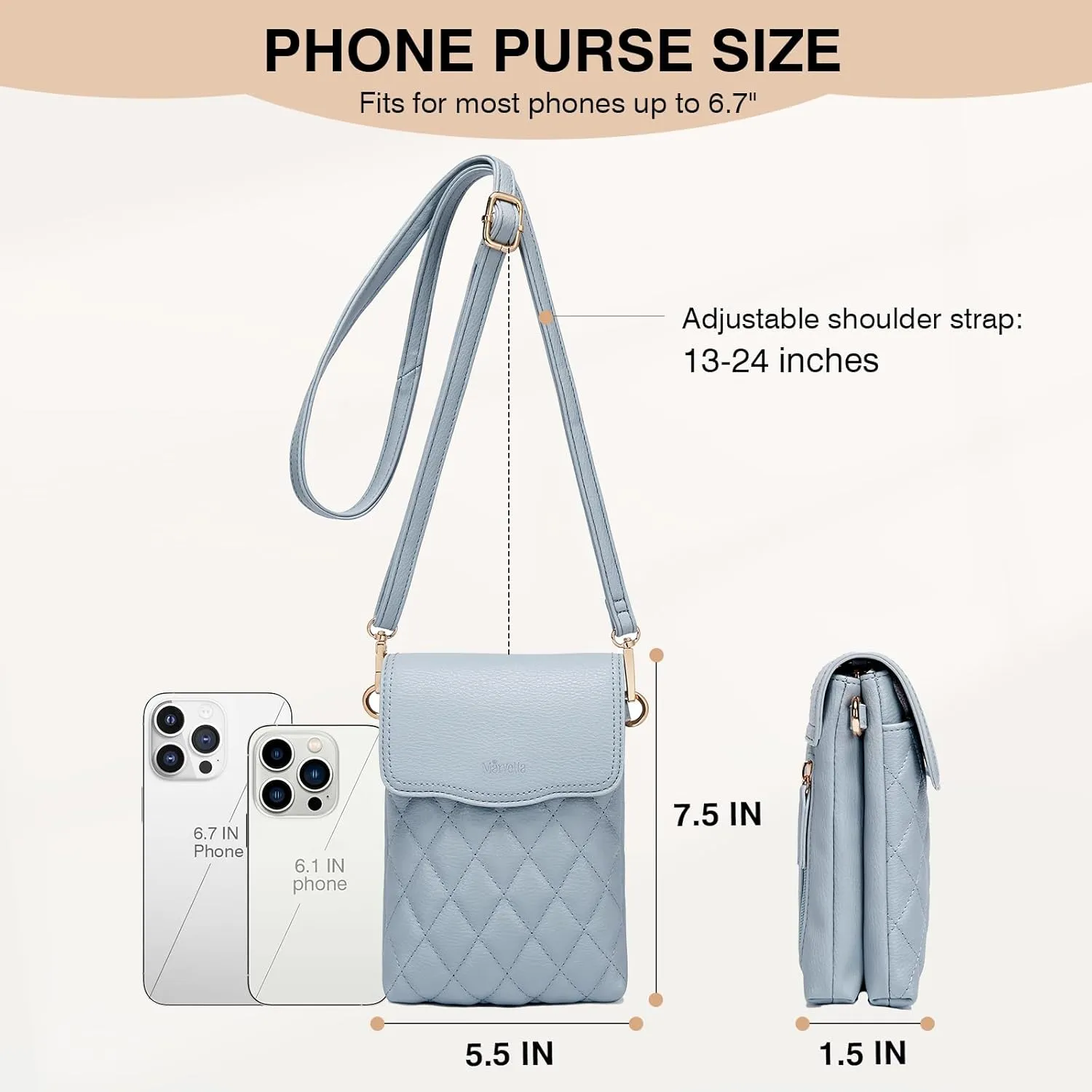 Marvolia Small Crossbody Bags for Women - Vegan Leather Crossbody Phone Purse Mini Cell Phone Bag for Traveling