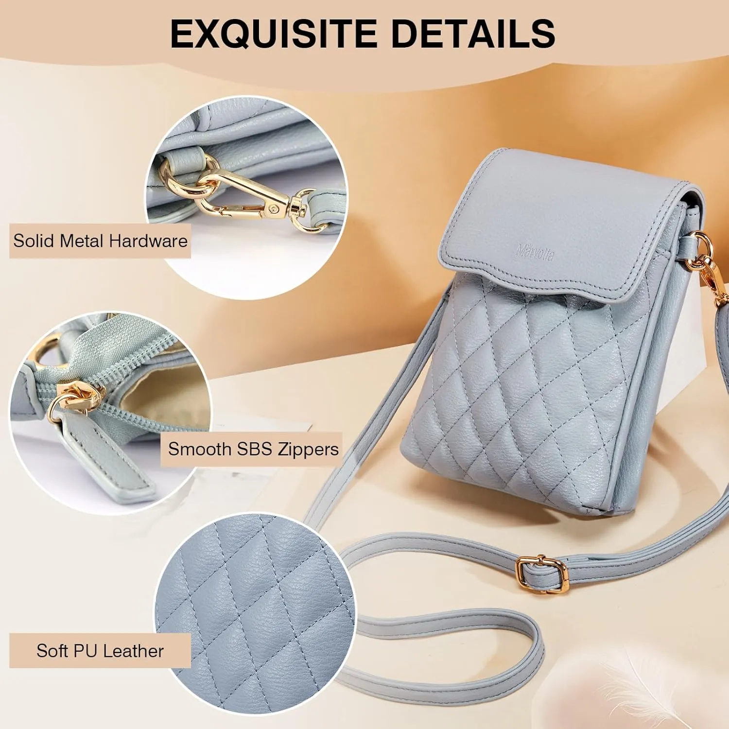 Marvolia Small Crossbody Bags for Women - Vegan Leather Crossbody Phone Purse Mini Cell Phone Bag for Traveling