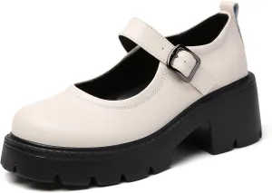 Mary Jane Shoes Platform Mary Janes for Women Chunky Heel Pumps Business Casual Shoes Dress Shoes Comfortable Dressy Office Work Shoes for Ladies Womens
