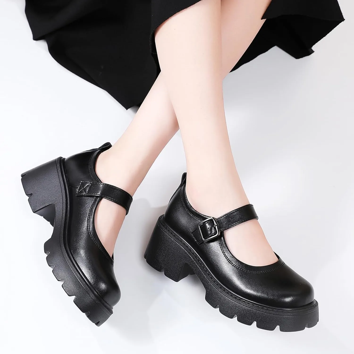 Mary Jane Shoes Platform Mary Janes for Women Chunky Heel Pumps Business Casual Shoes Dress Shoes Comfortable Dressy Office Work Shoes for Ladies Womens