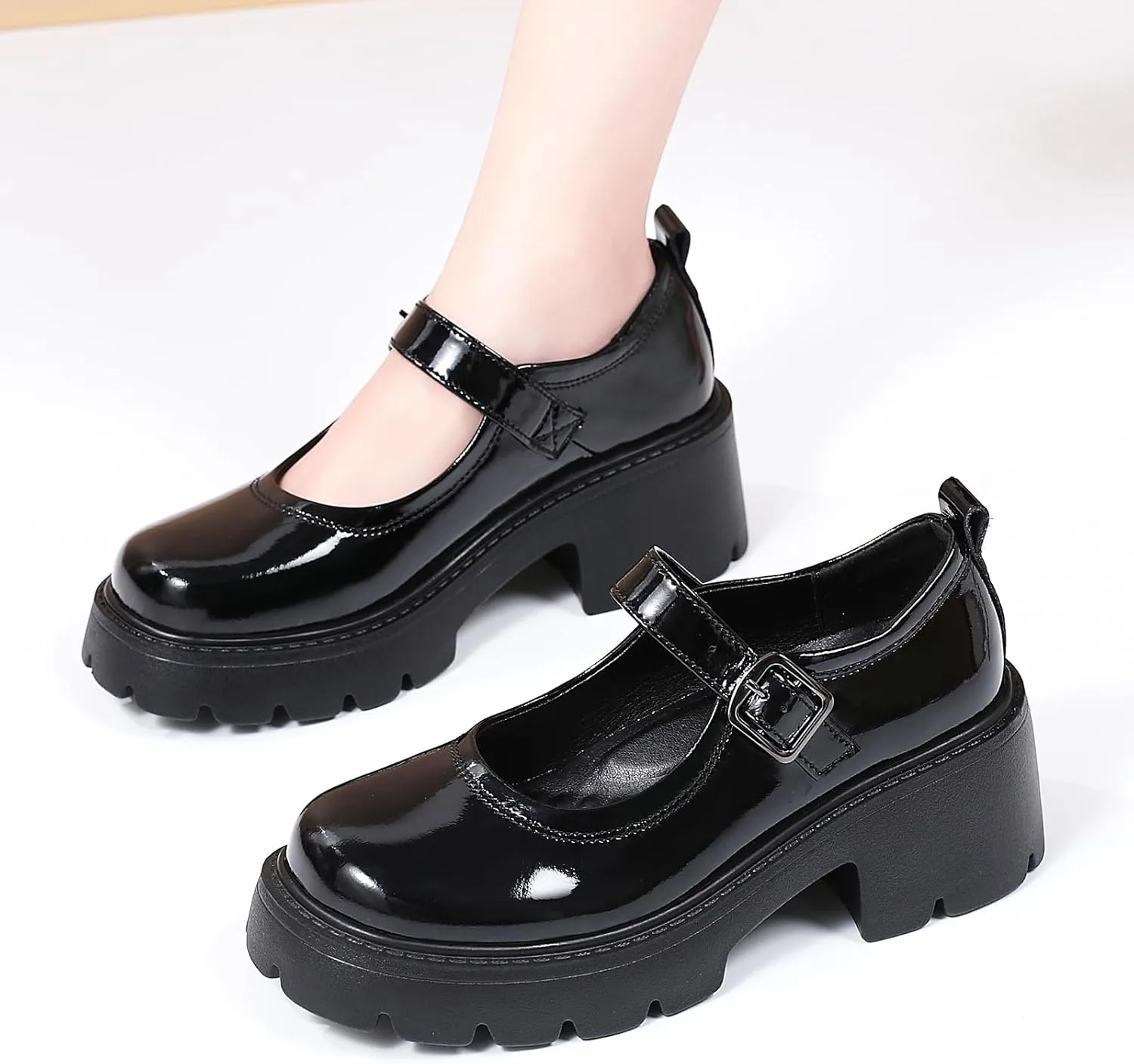 Mary Jane Shoes Platform Mary Janes for Women Chunky Heel Pumps Business Casual Shoes Dress Shoes Comfortable Dressy Office Work Shoes for Ladies Womens