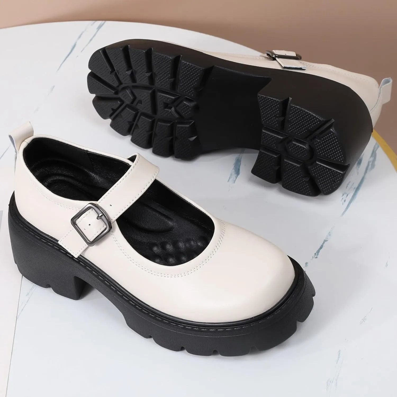 Mary Jane Shoes Platform Mary Janes for Women Chunky Heel Pumps Business Casual Shoes Dress Shoes Comfortable Dressy Office Work Shoes for Ladies Womens