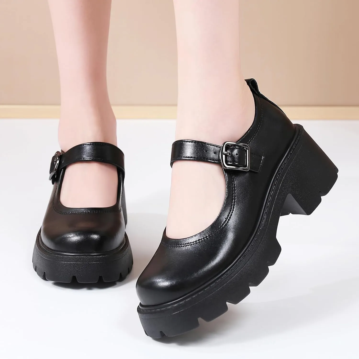 Mary Jane Shoes Platform Mary Janes for Women Chunky Heel Pumps Business Casual Shoes Dress Shoes Comfortable Dressy Office Work Shoes for Ladies Womens