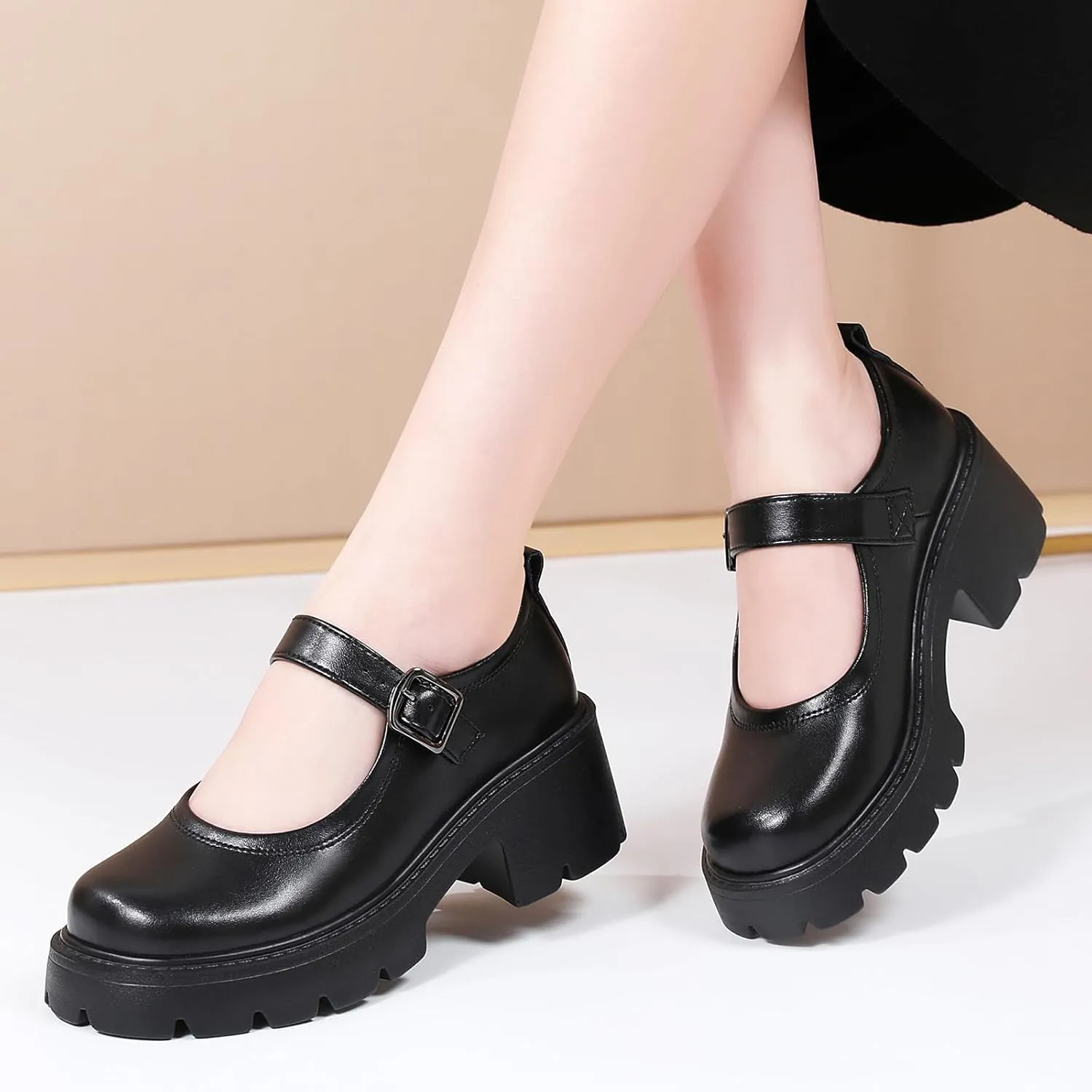 Mary Jane Shoes Platform Mary Janes for Women Chunky Heel Pumps Business Casual Shoes Dress Shoes Comfortable Dressy Office Work Shoes for Ladies Womens