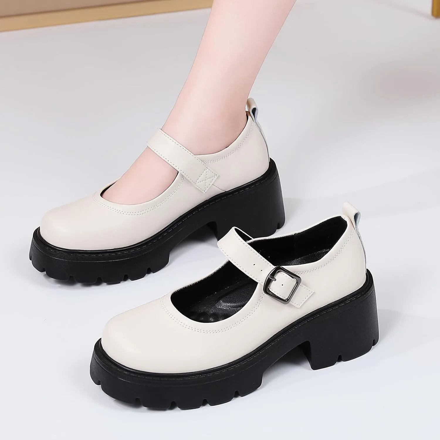 Mary Jane Shoes Platform Mary Janes for Women Chunky Heel Pumps Business Casual Shoes Dress Shoes Comfortable Dressy Office Work Shoes for Ladies Womens