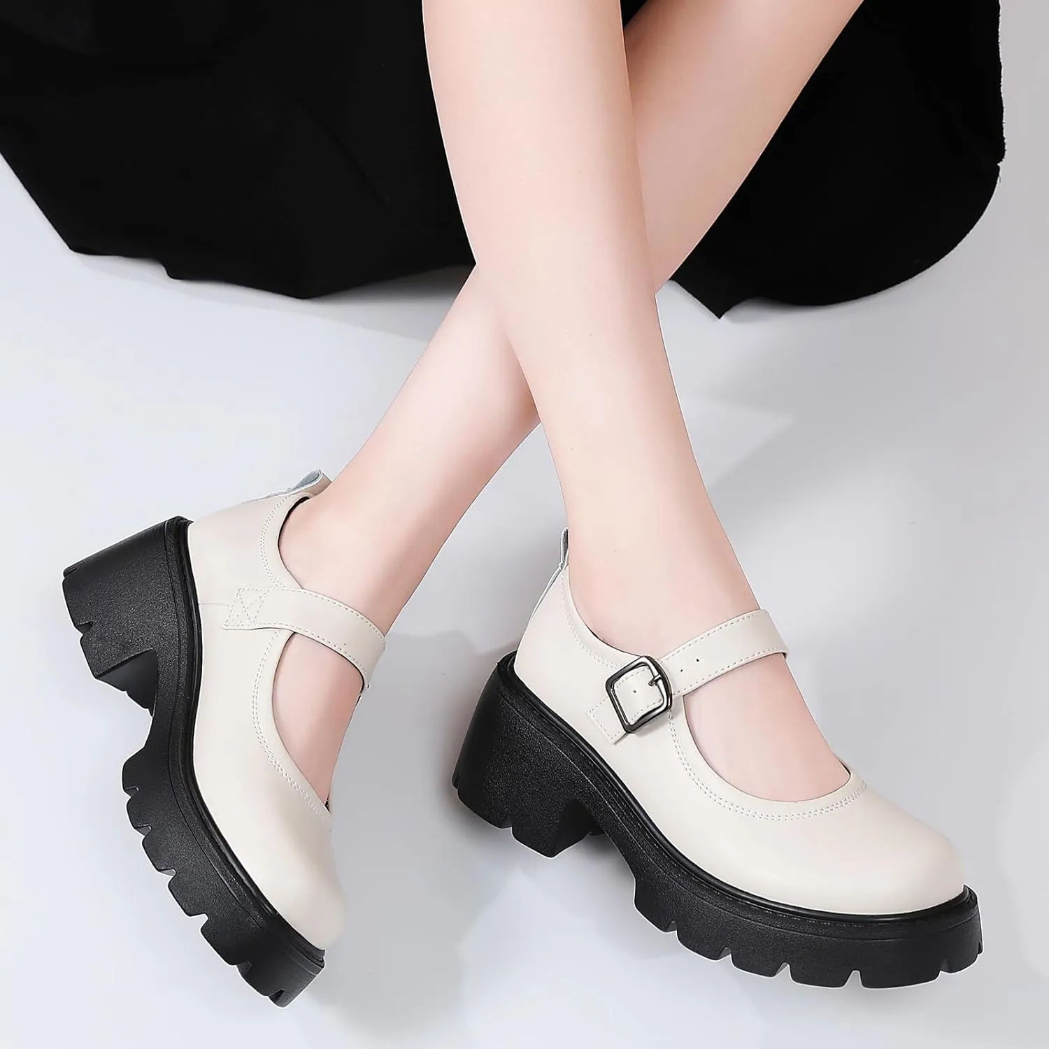 Mary Jane Shoes Platform Mary Janes for Women Chunky Heel Pumps Business Casual Shoes Dress Shoes Comfortable Dressy Office Work Shoes for Ladies Womens