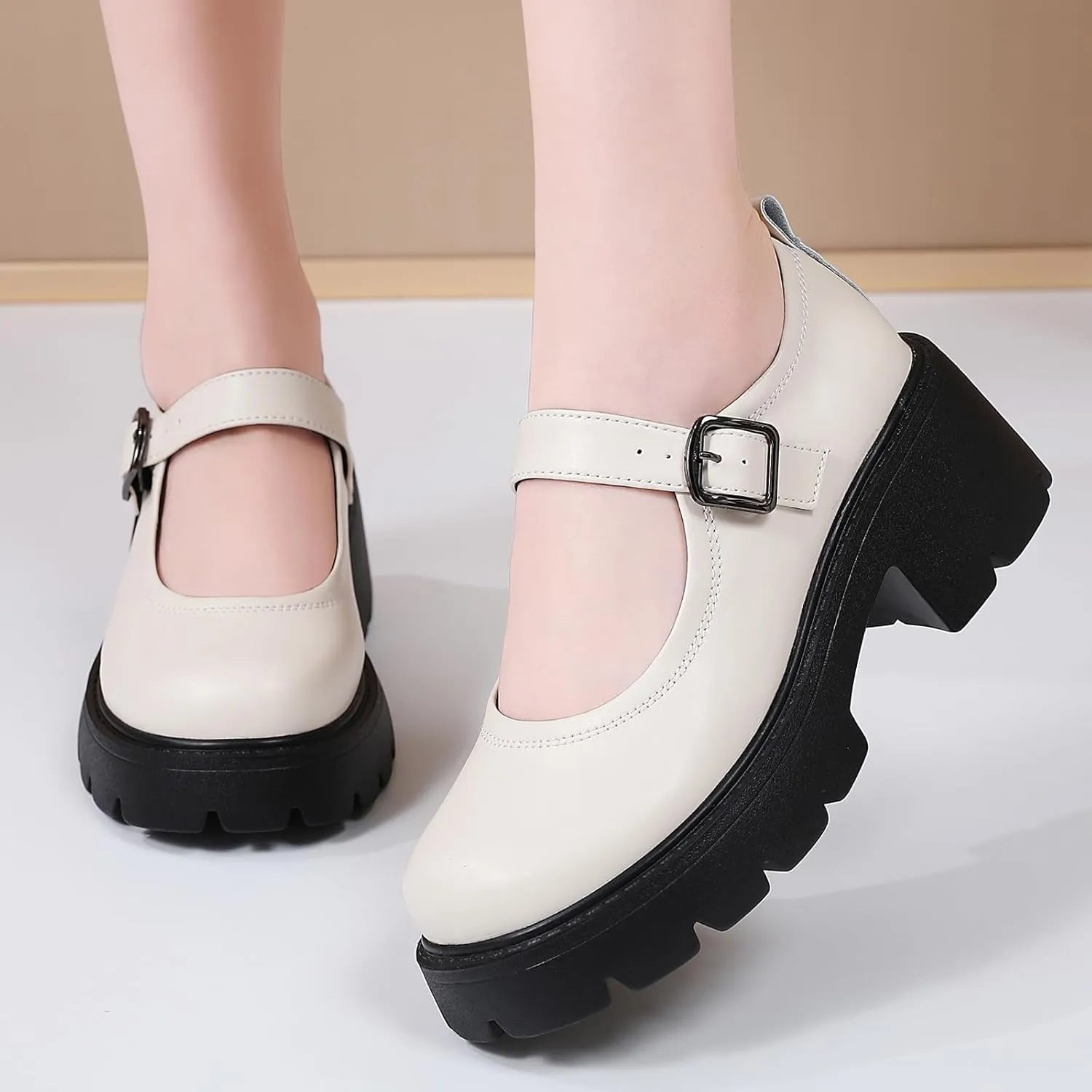 Mary Jane Shoes Platform Mary Janes for Women Chunky Heel Pumps Business Casual Shoes Dress Shoes Comfortable Dressy Office Work Shoes for Ladies Womens