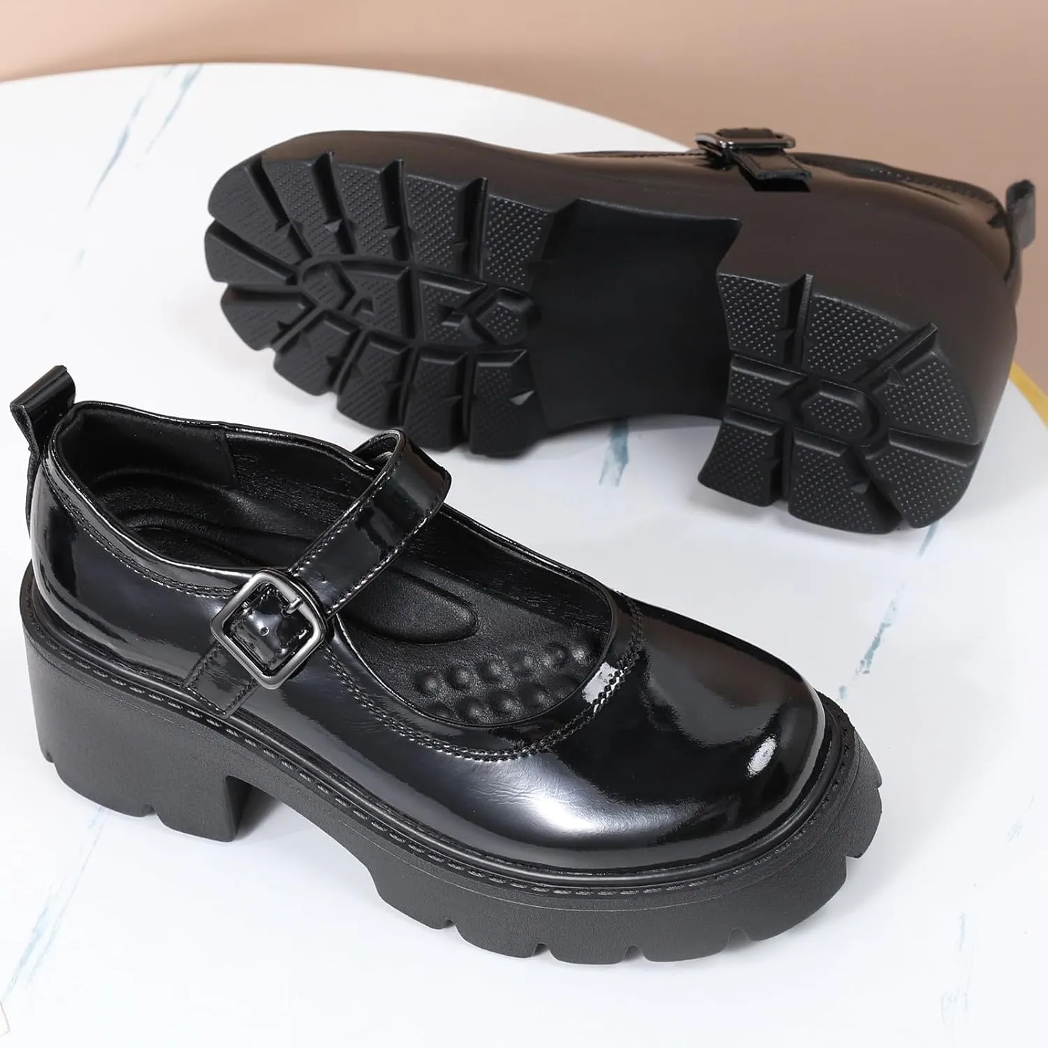 Mary Jane Shoes Platform Mary Janes for Women Chunky Heel Pumps Business Casual Shoes Dress Shoes Comfortable Dressy Office Work Shoes for Ladies Womens
