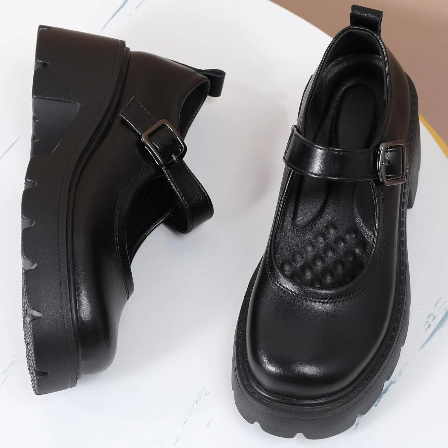 Mary Jane Shoes Platform Mary Janes for Women Chunky Heel Pumps Business Casual Shoes Dress Shoes Comfortable Dressy Office Work Shoes for Ladies Womens