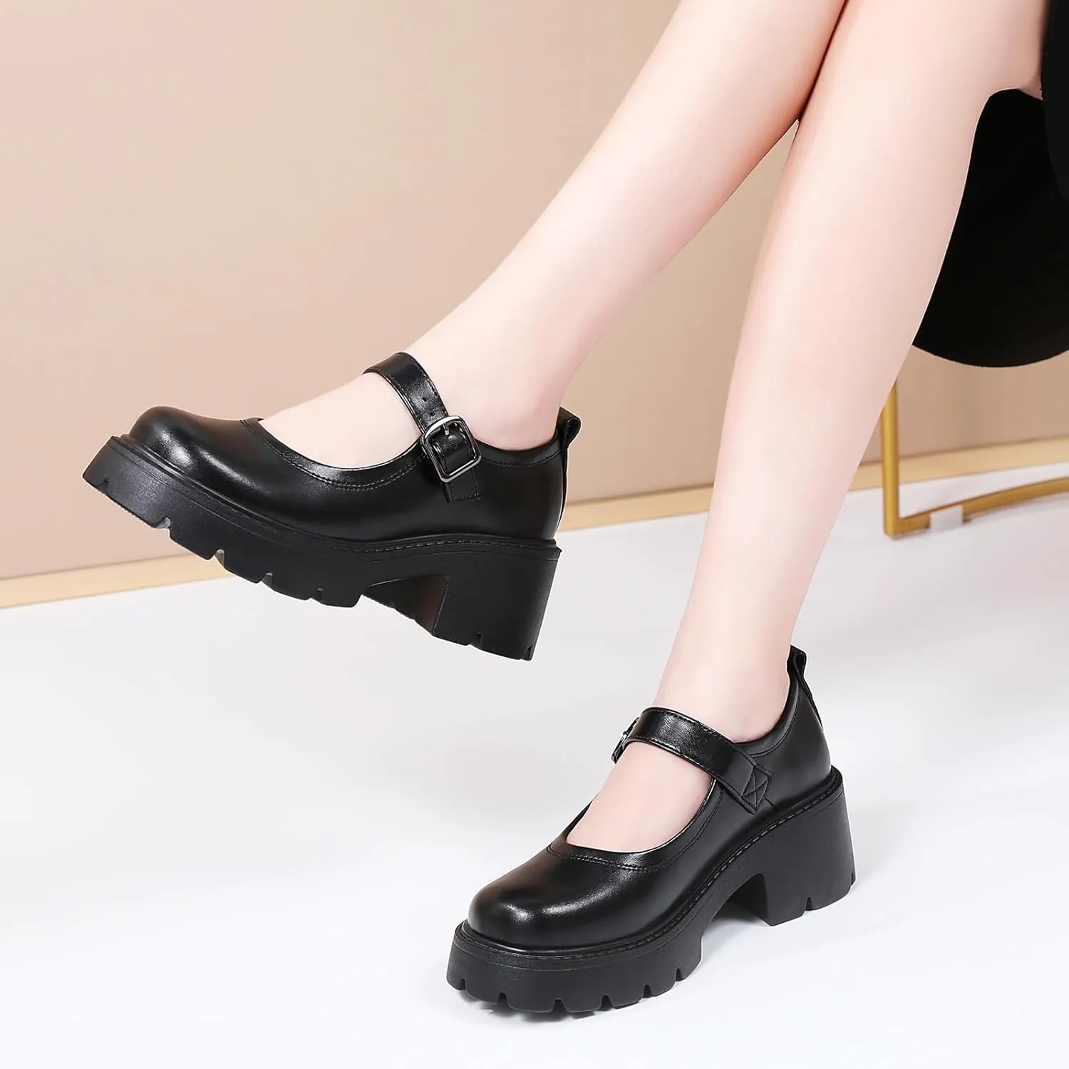 Mary Jane Shoes Platform Mary Janes for Women Chunky Heel Pumps Business Casual Shoes Dress Shoes Comfortable Dressy Office Work Shoes for Ladies Womens