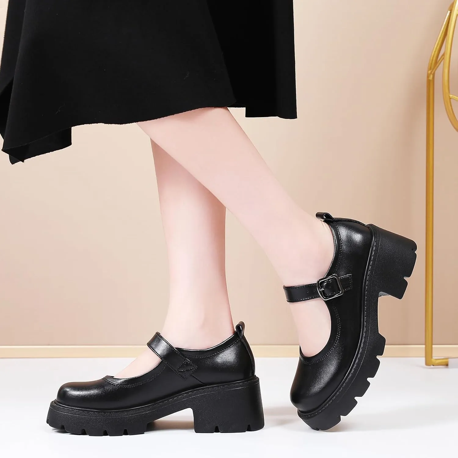 Mary Jane Shoes Platform Mary Janes for Women Chunky Heel Pumps Business Casual Shoes Dress Shoes Comfortable Dressy Office Work Shoes for Ladies Womens