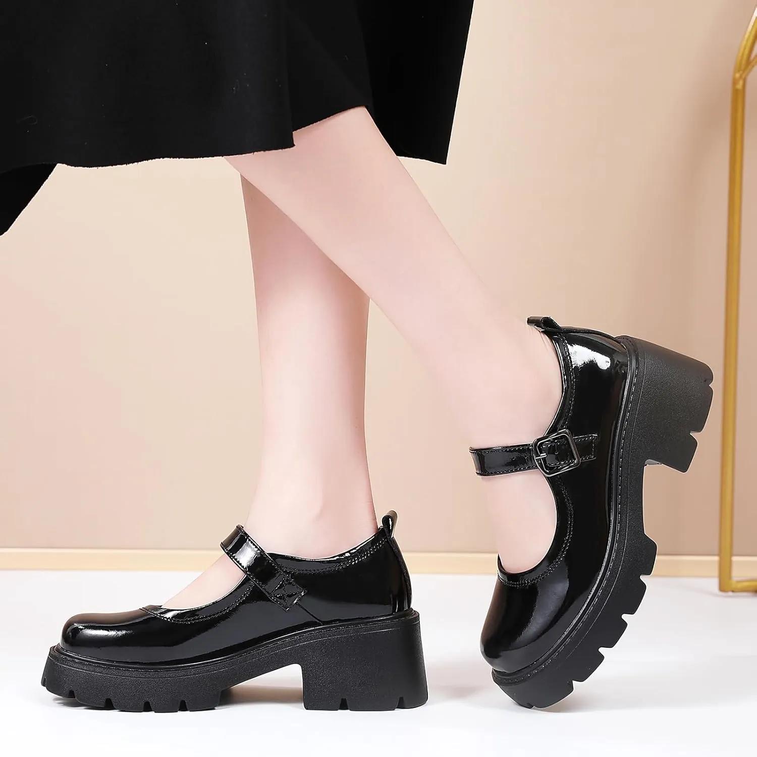 Mary Jane Shoes Platform Mary Janes for Women Chunky Heel Pumps Business Casual Shoes Dress Shoes Comfortable Dressy Office Work Shoes for Ladies Womens