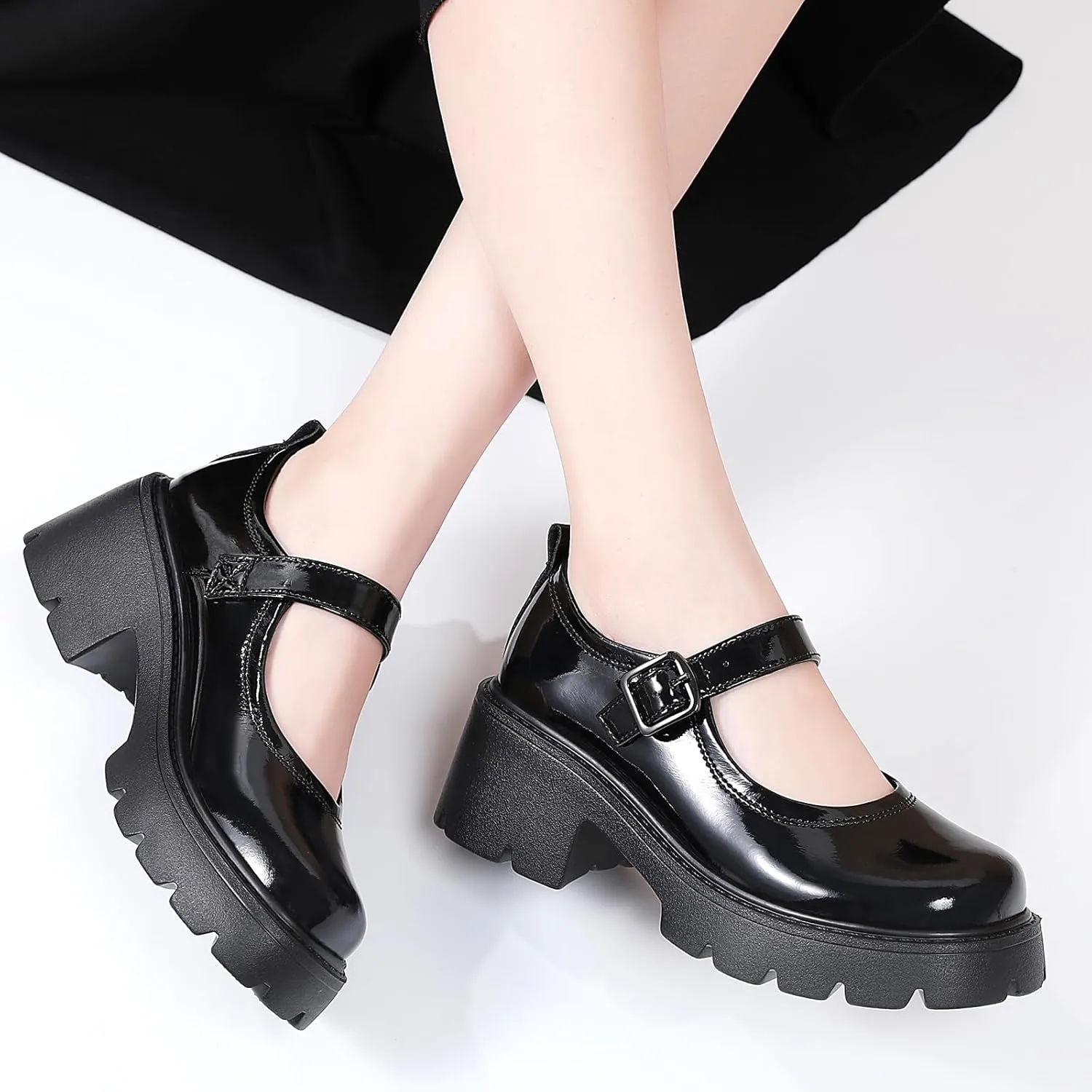 Mary Jane Shoes Platform Mary Janes for Women Chunky Heel Pumps Business Casual Shoes Dress Shoes Comfortable Dressy Office Work Shoes for Ladies Womens