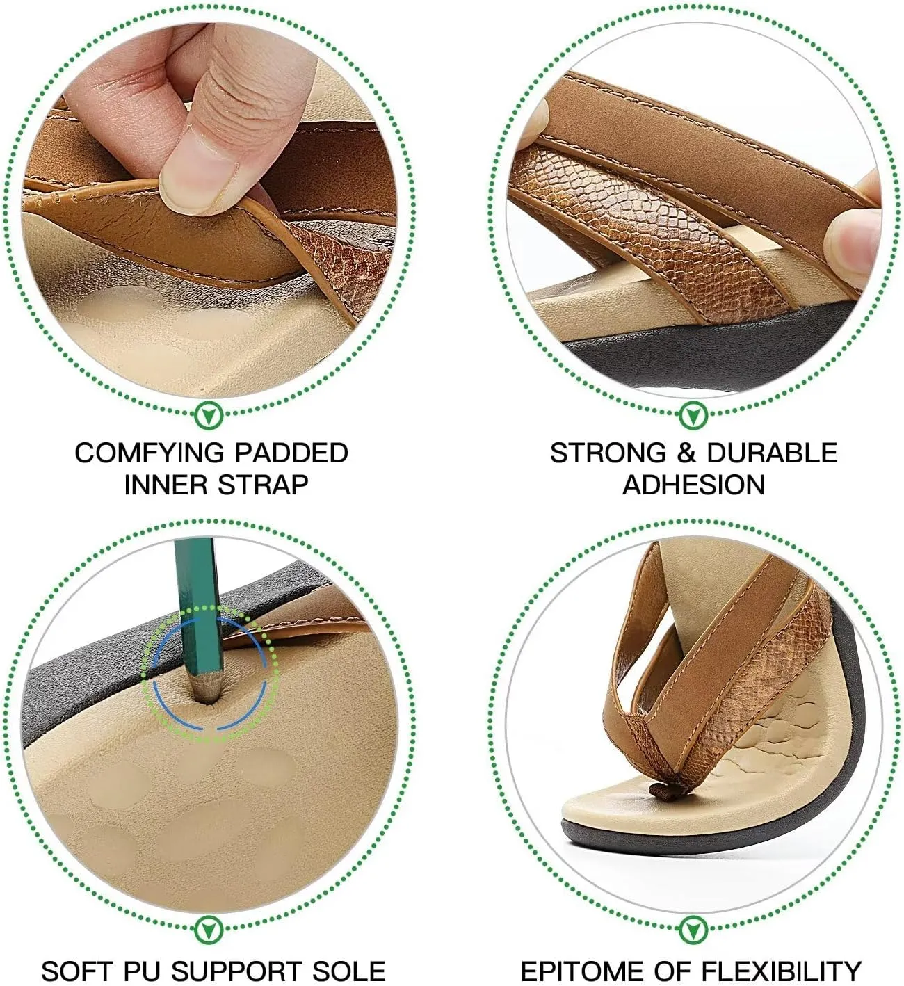 MEGNYA Comfortable Flip Flops for Womens, Arch Support Walking Sandals Outdoor, Casual Waterproof Orthotic Sandals for Summer Beach