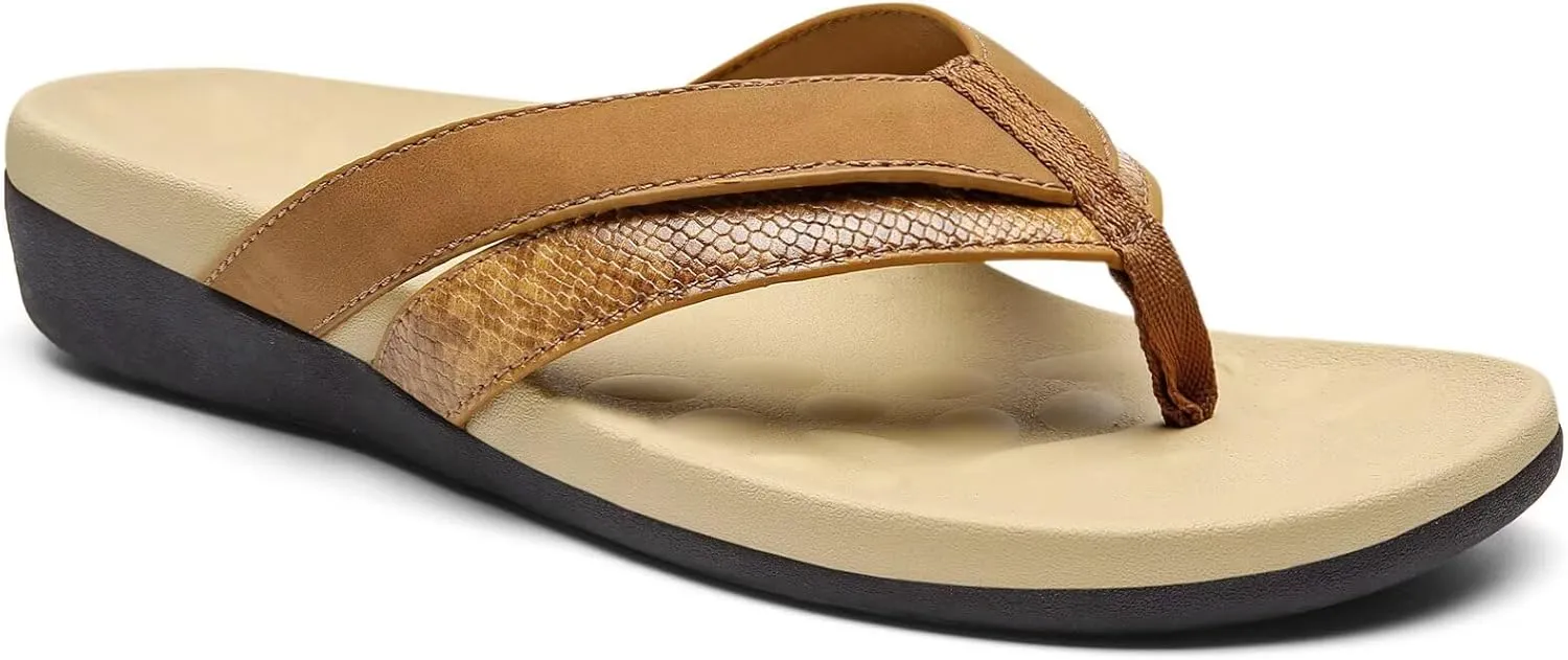 MEGNYA Comfortable Flip Flops for Womens, Arch Support Walking Sandals Outdoor, Casual Waterproof Orthotic Sandals for Summer Beach