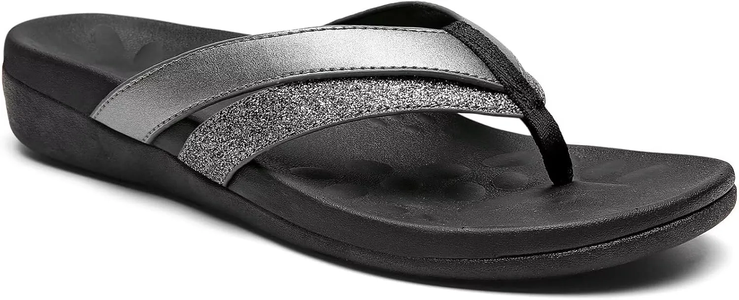 MEGNYA Comfortable Flip Flops for Womens, Arch Support Walking Sandals Outdoor, Casual Waterproof Orthotic Sandals for Summer Beach