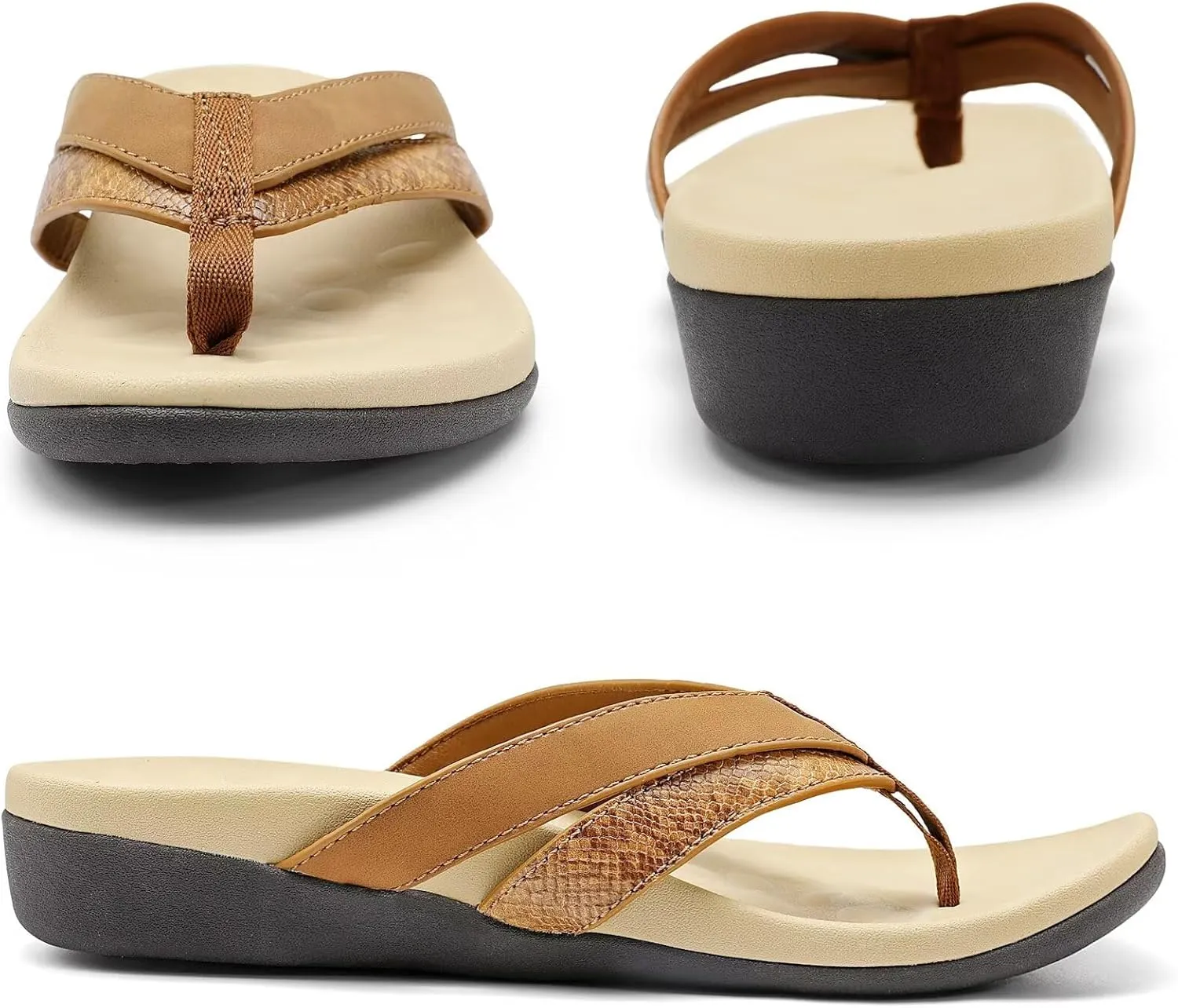 MEGNYA Comfortable Flip Flops for Womens, Arch Support Walking Sandals Outdoor, Casual Waterproof Orthotic Sandals for Summer Beach