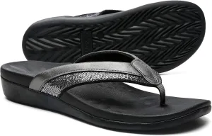 MEGNYA Comfortable Walking Flip Flops for Womens, Orthopedic Walking Sandals with Arch Support, Flat Feet Pain Relief Sandals for Beach, Summer, Pool