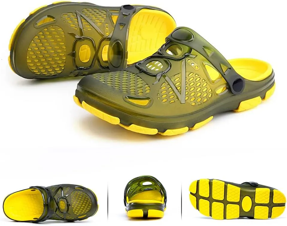 Mens Clogs Lightweight Garden Shoes Breathable Clogs Beach Slippers Slip On Mules Pool Beach Yard for Men Black Blue Yellow Size US 7-13