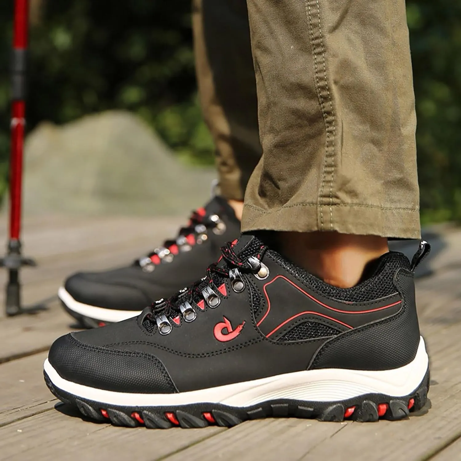 Men’s Hiking Shoes Breathable Lightweight Walking Shoes Slip on Workout Shoes for Trekking Camping Walking Fishing