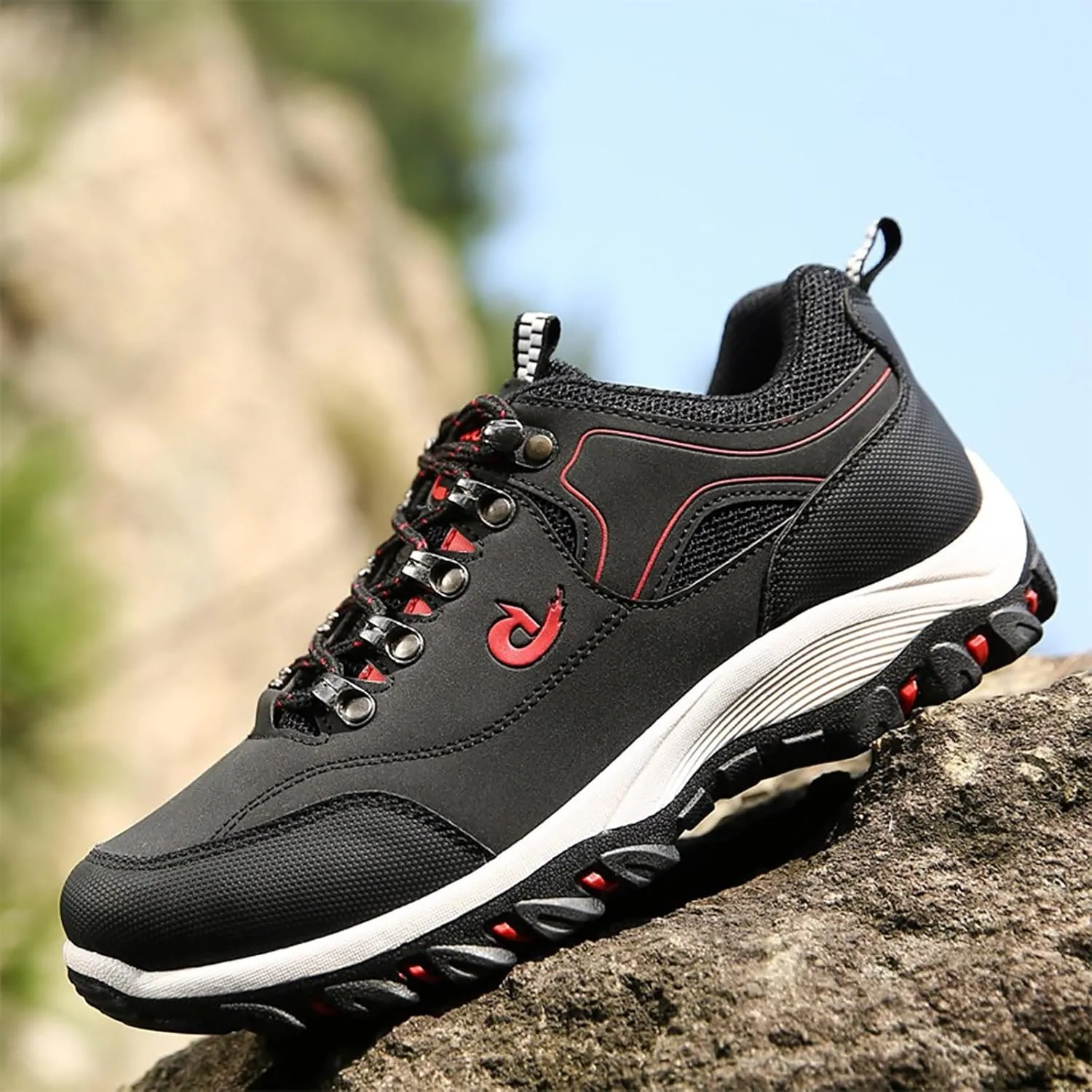 Men’s Hiking Shoes Breathable Lightweight Walking Shoes Slip on Workout Shoes for Trekking Camping Walking Fishing
